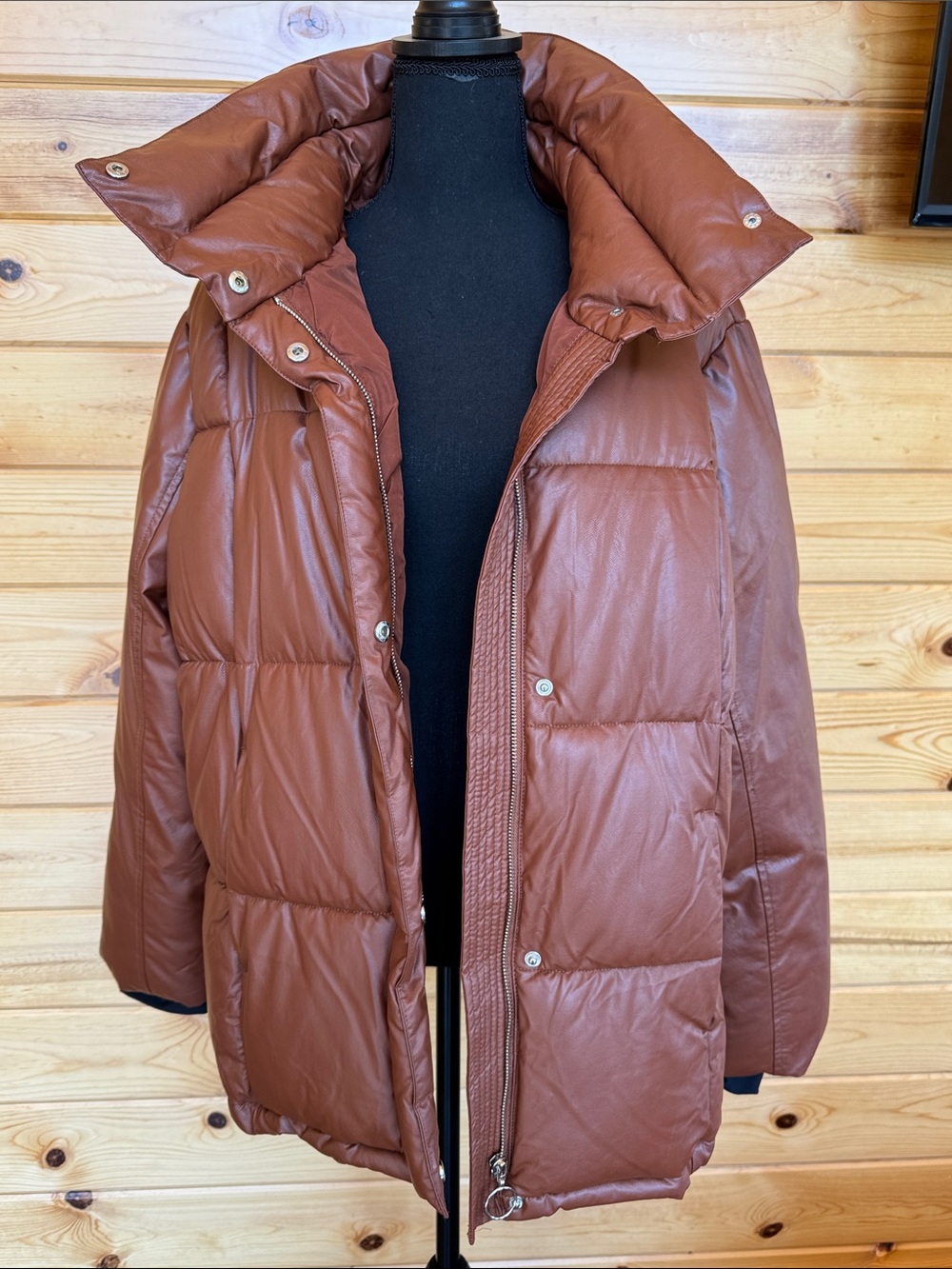 Steve Madden Chestnut Brown Quilted Puffer Coat